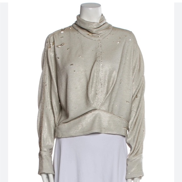 IRO Sweatshirt SequinTurtleneck Jacket Long Sleeves Size 36 - Picture 1 of 12